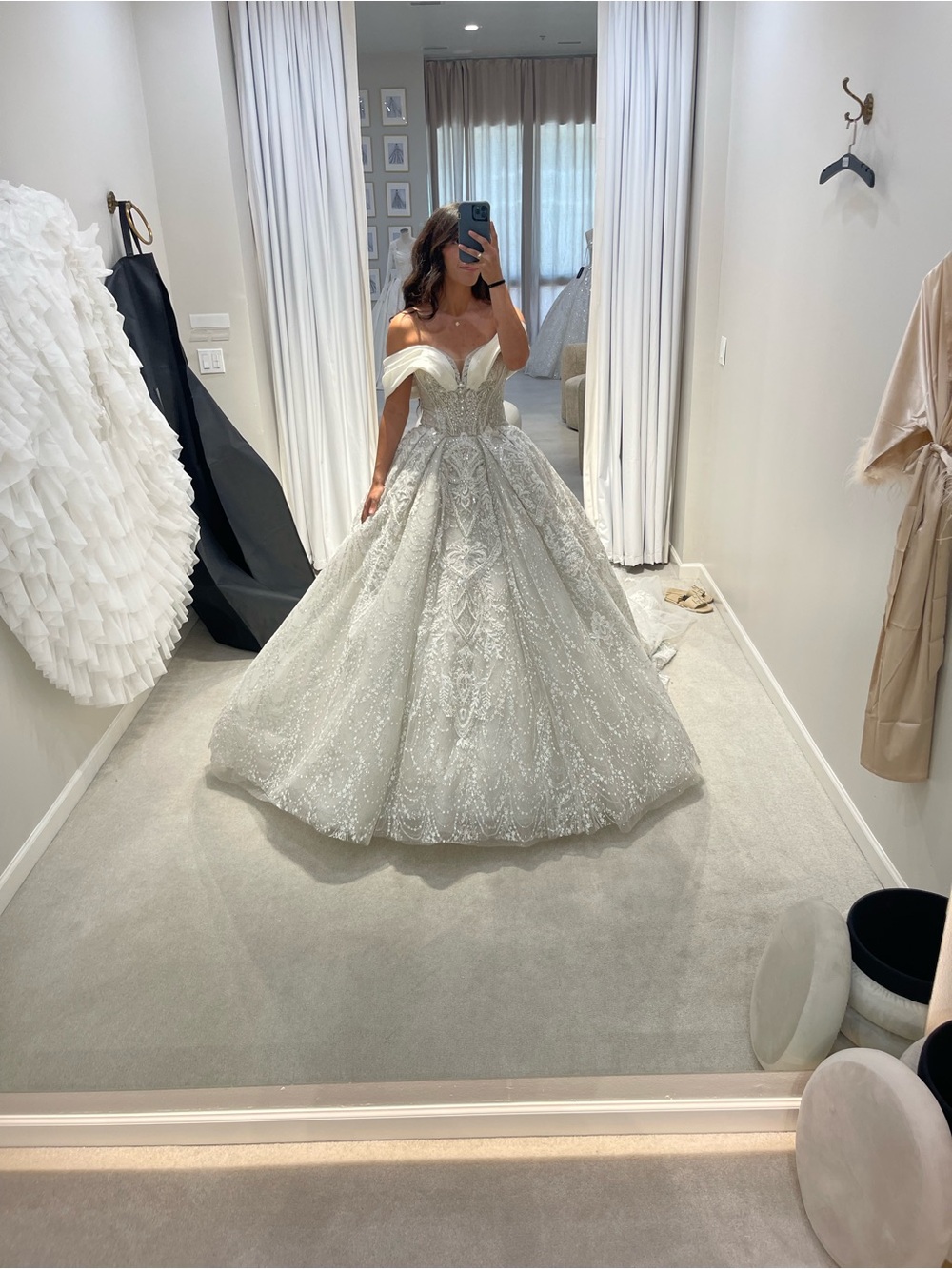 Off-Shoulder Embellished White Wedding Ball Gown